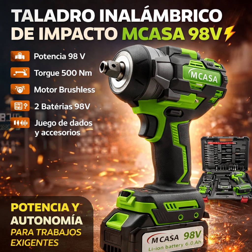 Llave de Impacto Inalámbrica 1/2” 500 Nm🔧⚡Original Mcasa