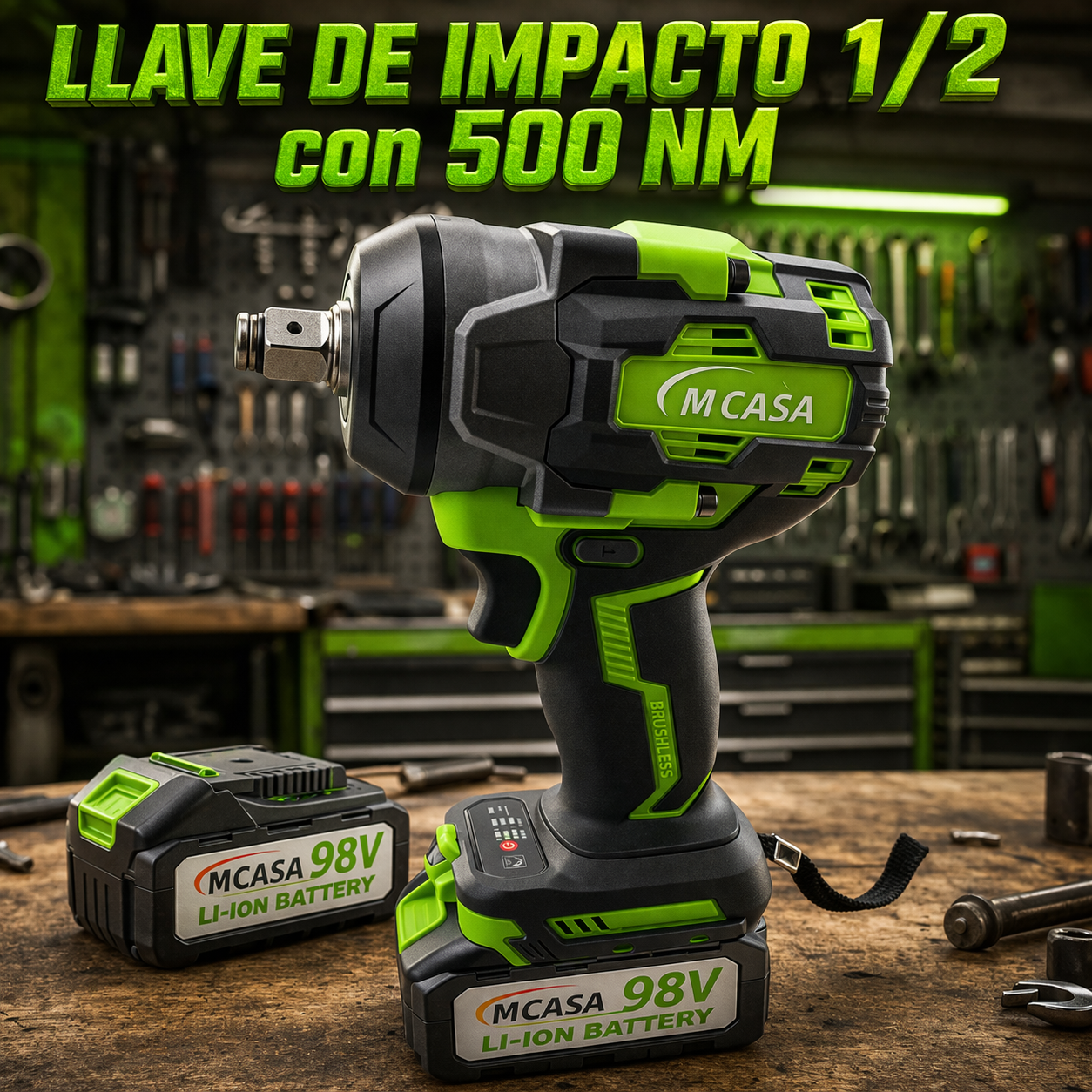 Llave de Impacto Inalámbrica 1/2” 500 Nm🔧⚡Original Mcasa